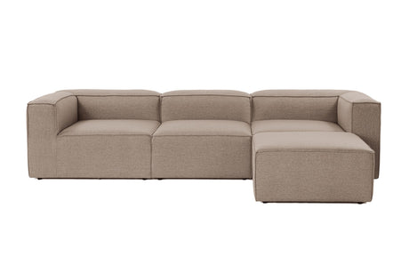 Modulaire hoekbank met losse hocker bruin linnen stof Fora