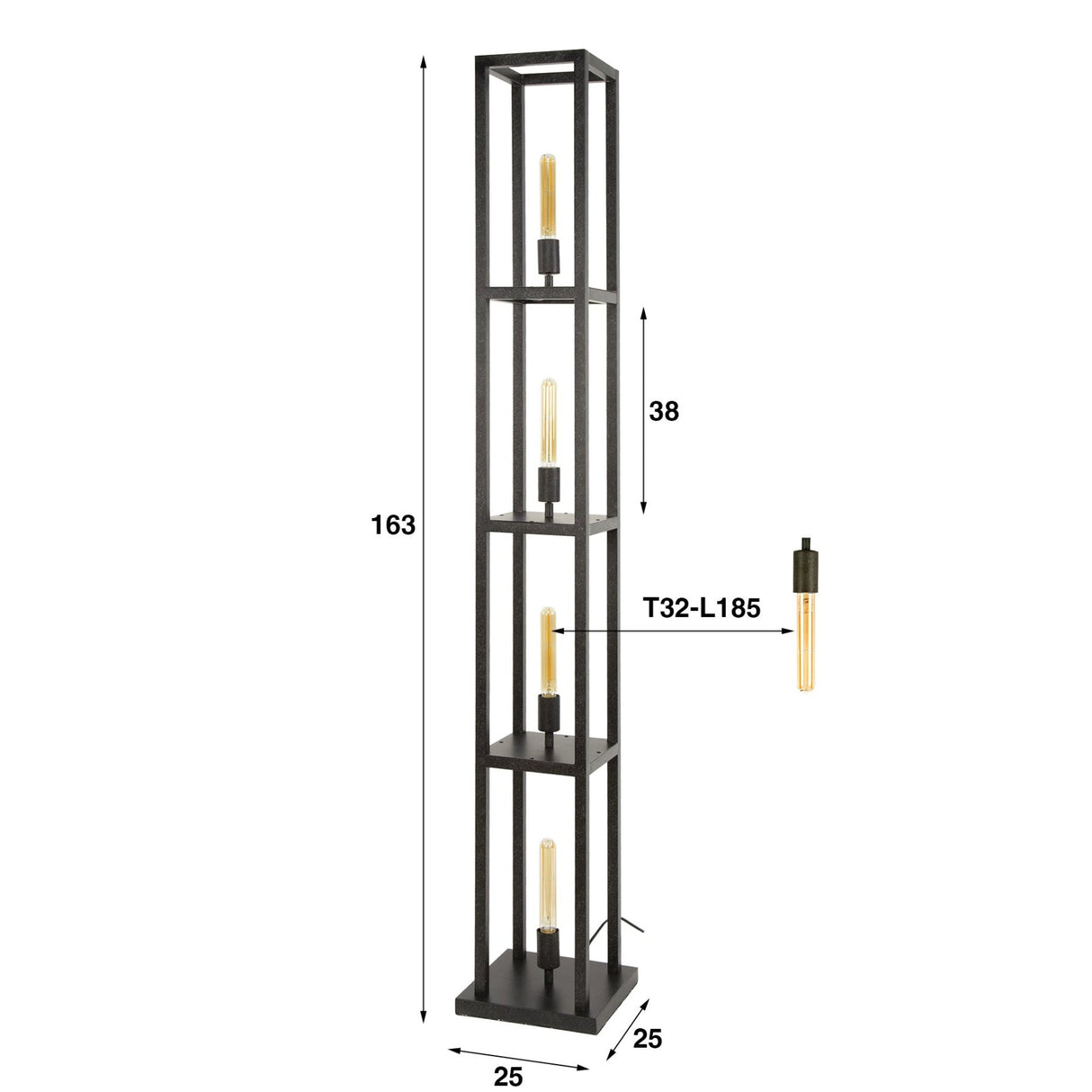 Lampadaire industriel Ardon 4 lumières - Métal noir