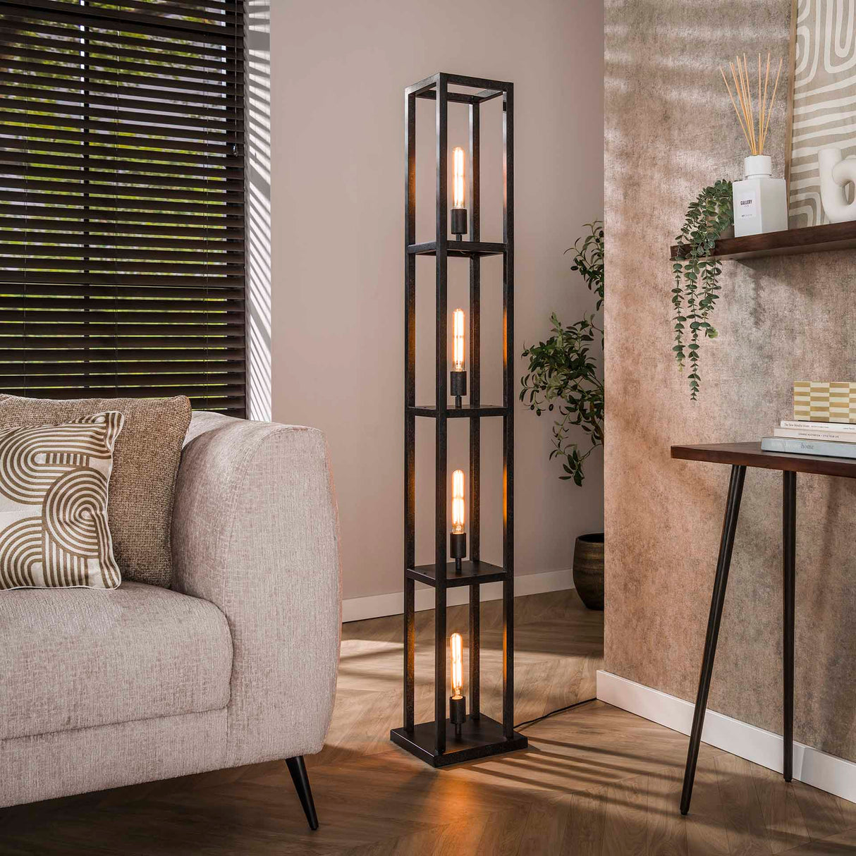 Lampadaire industriel Ardon 4 lumières - Métal noir