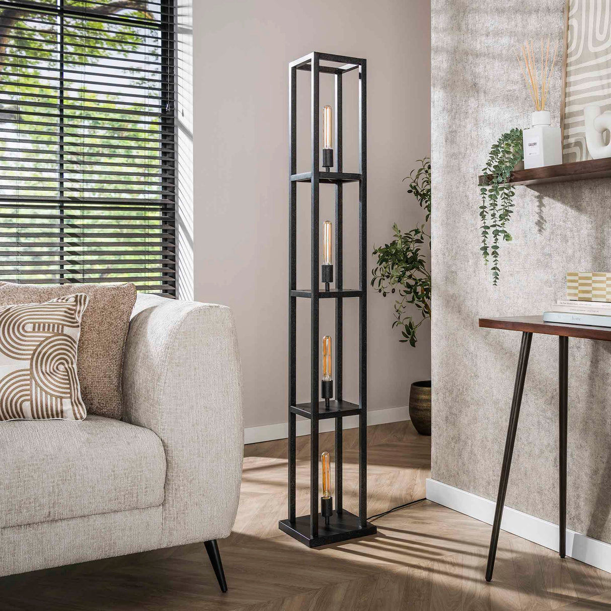 Lampadaire industriel Ardon 4 lumières - Métal noir