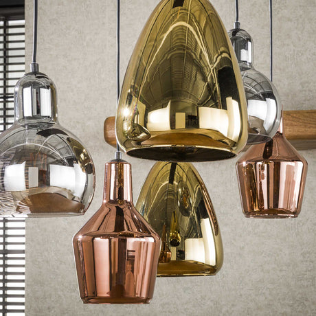 Industriële Hanglamp Pam Gekleurd Glas Gemixt 6-Lichts