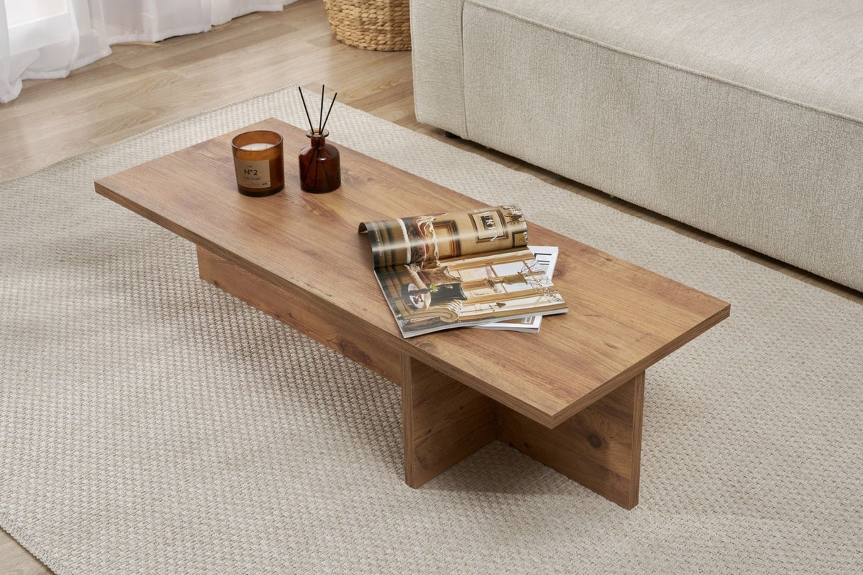 Table basse rectangulaire Portland en pin mélaminé 120x45x30 cm