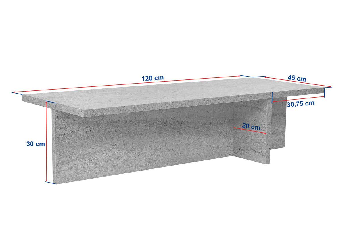 Rechthoekige salontafel Portland dennenhout melamine 120x45x30 cm