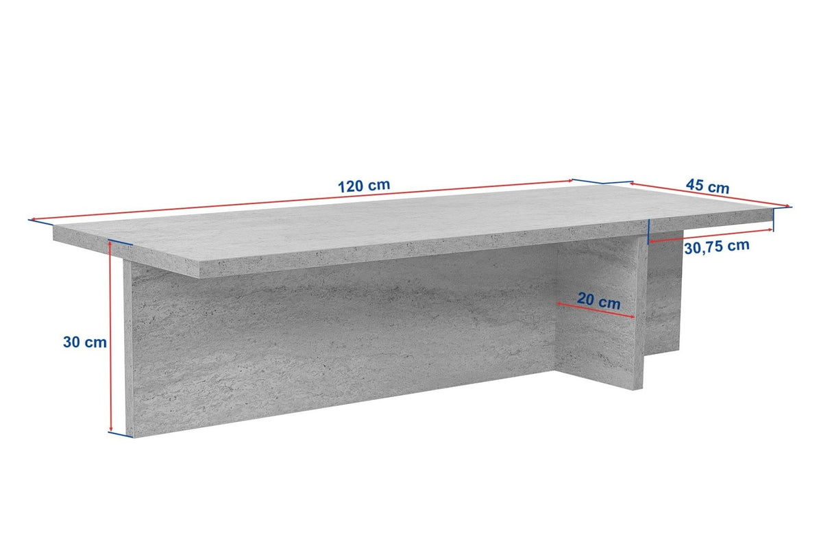 Table basse rectangulaire Portland en pin mélaminé 120x45x30 cm