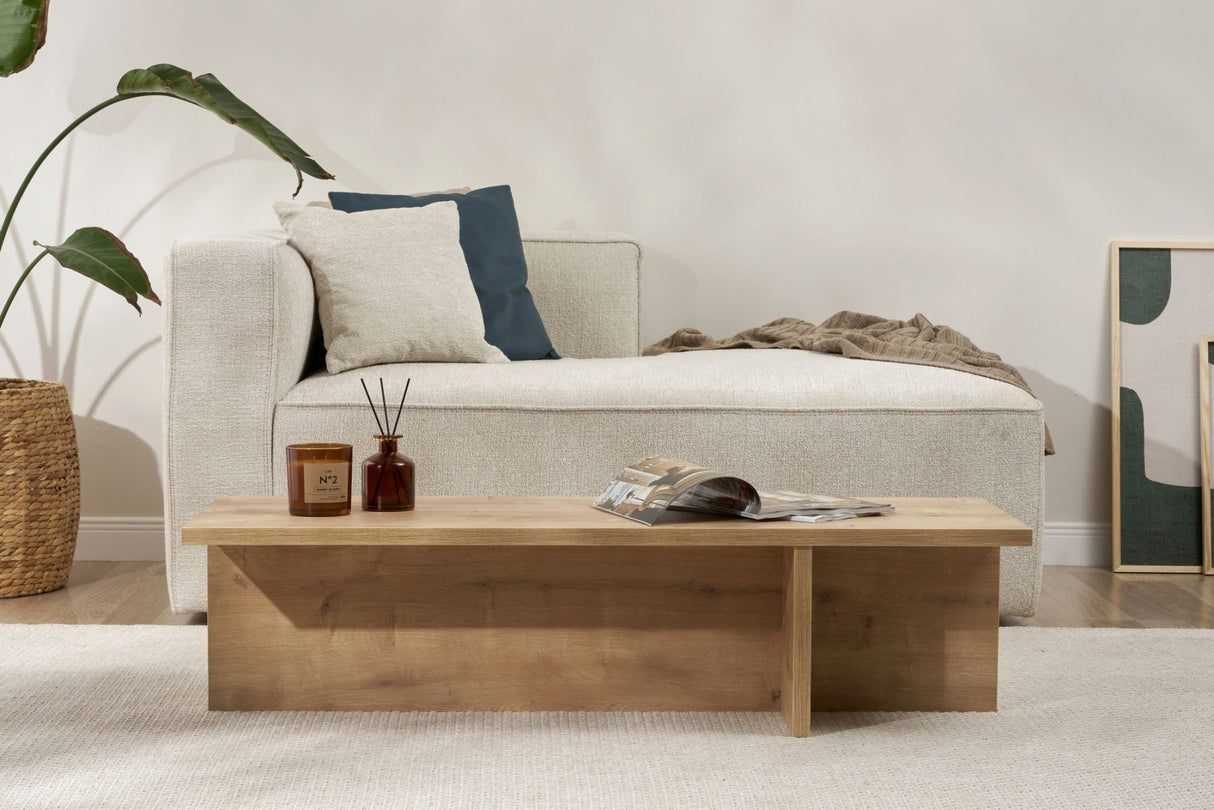 Table basse rectangulaire Portland en mélamine chêne 120x45x30 cm