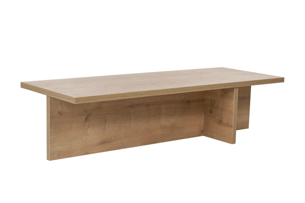 Table basse rectangulaire Portland en mélamine chêne 120x45x30 cm