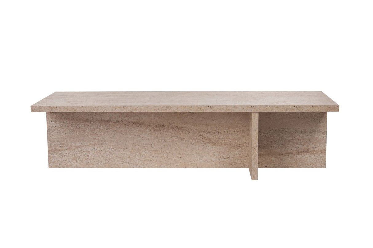Table basse rectangulaire Portland travertin en mélamine 120x45x30 cm