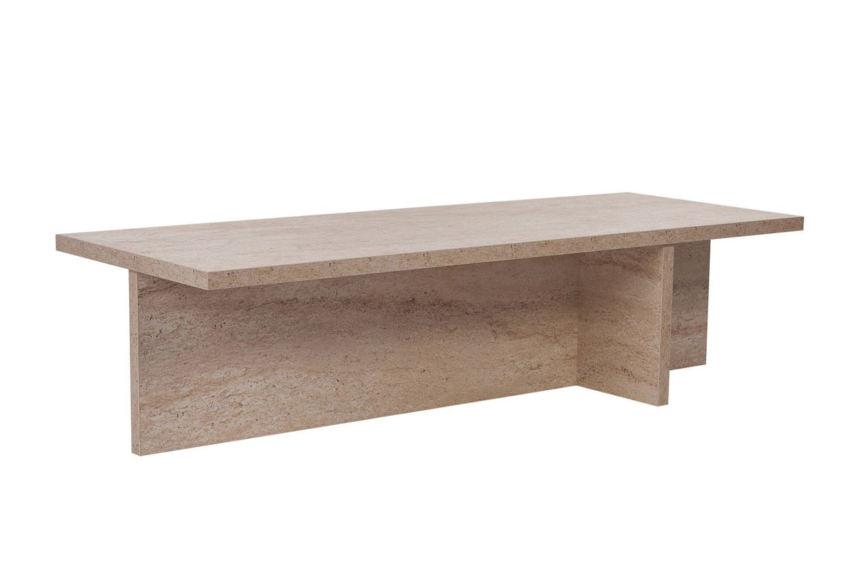 Table basse rectangulaire Portland travertin en mélamine 120x45x30 cm