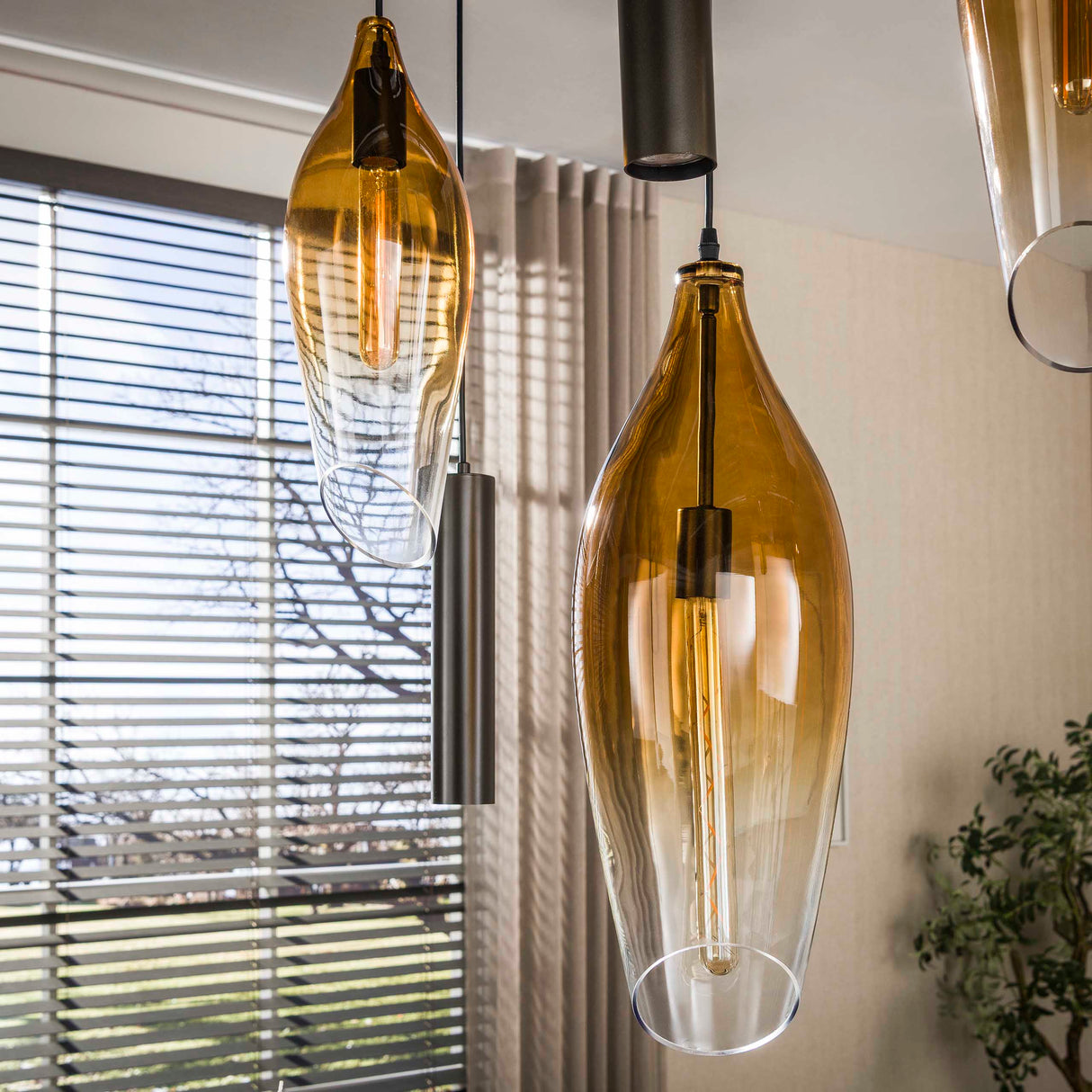 Lampe suspendue cocon suspension marron