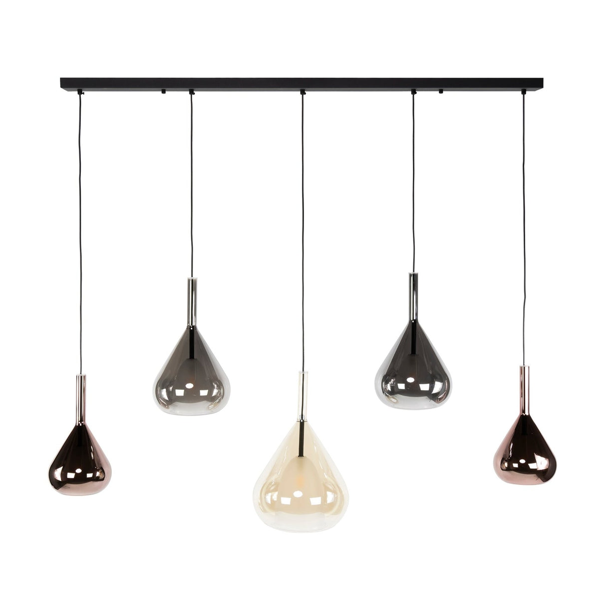 Lustre suspendu à 5 lumières Noxen noir 123 cm