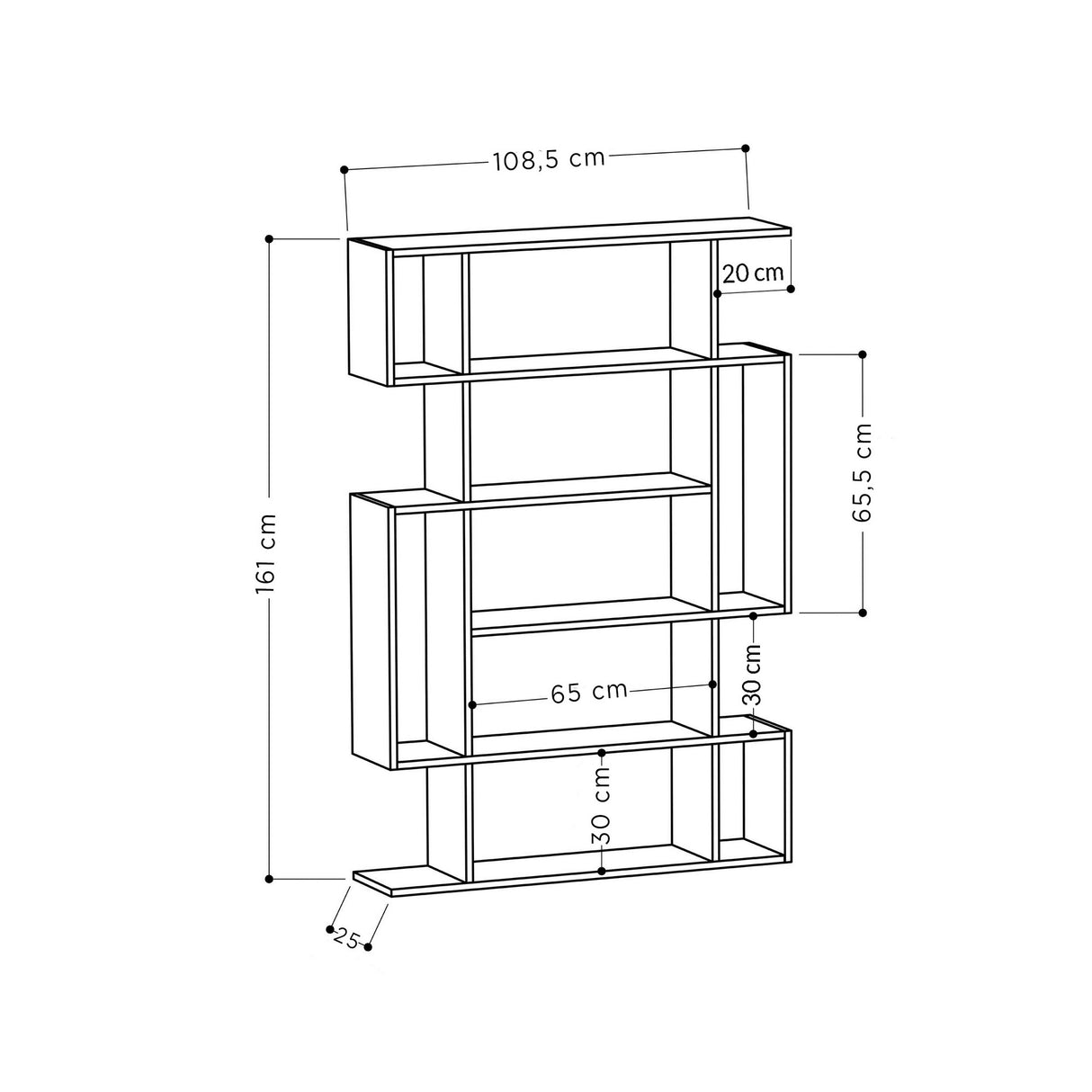 Boekenkasten - Boekenkast Mito Sonoma Eik Antraciet Melamine 110x161x25,5 cm - Dimehouse