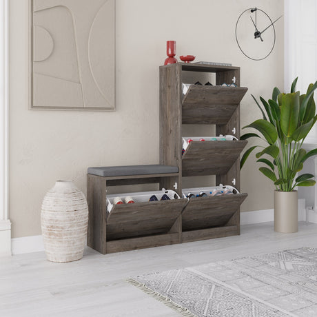 Schoenenkast Dude Donkerbruin Melamine 105x118,5x26 cm