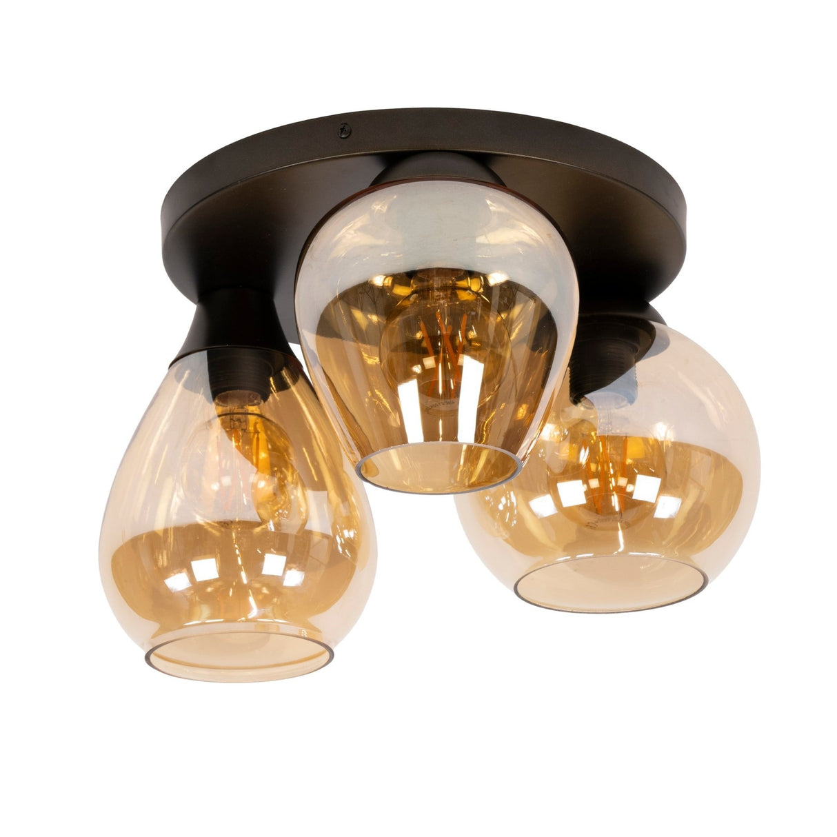 Plafondlamp - Moderne plafondlamp 3 - lichts Felien amberkleurig glas - Dimehouse