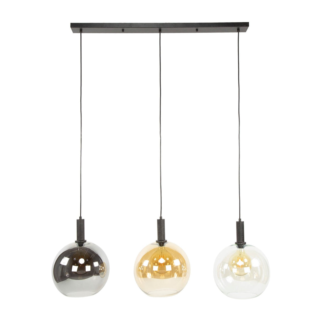 Suspension Nero Trio 3 lumières Métal Noir 115 cm