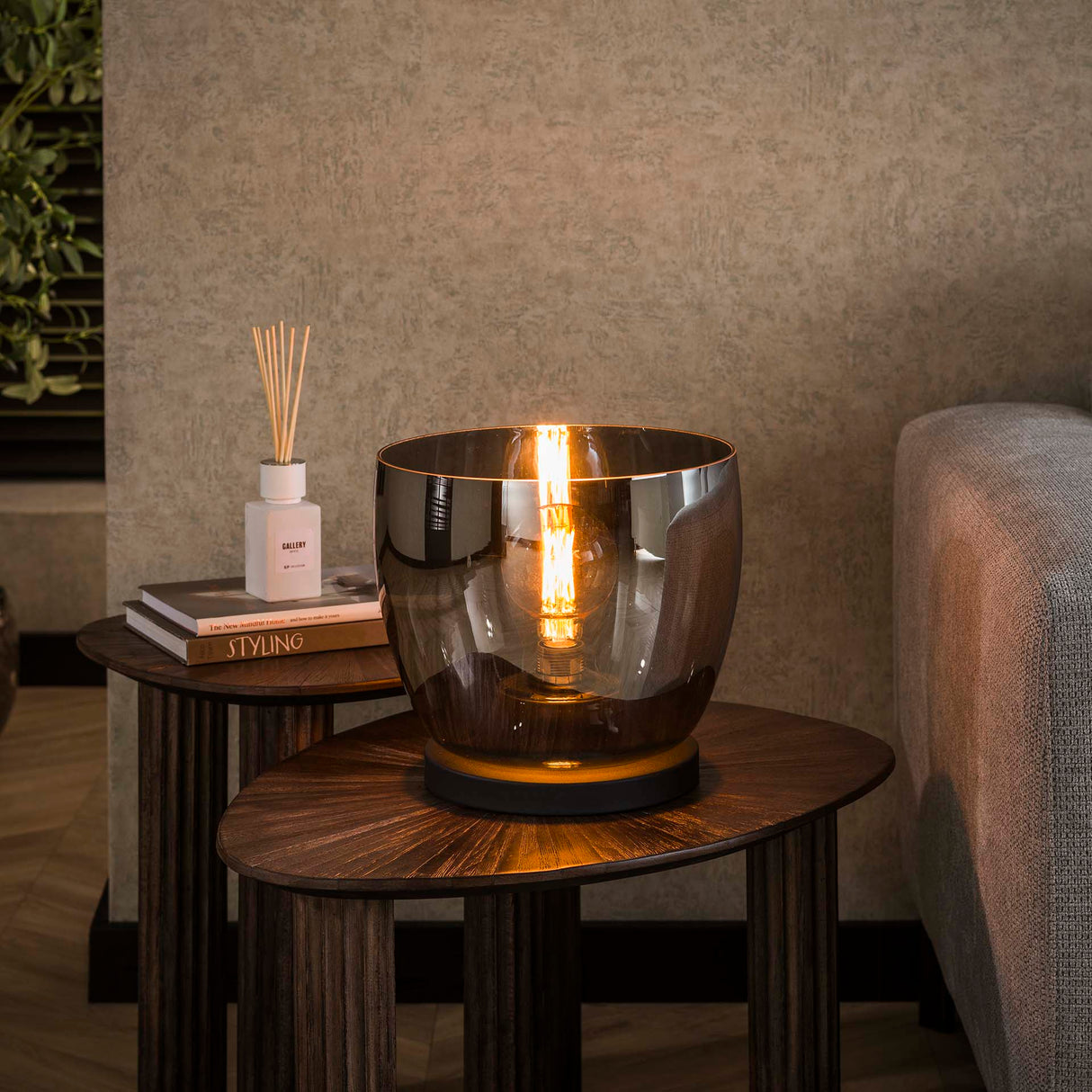 Lampadaire Dain UP L en verre chromé