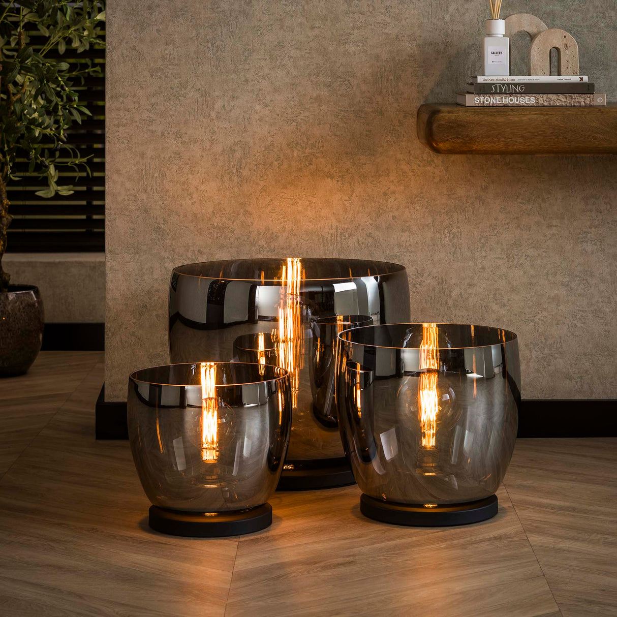 Lampadaire Dain UP XL en verre chromé