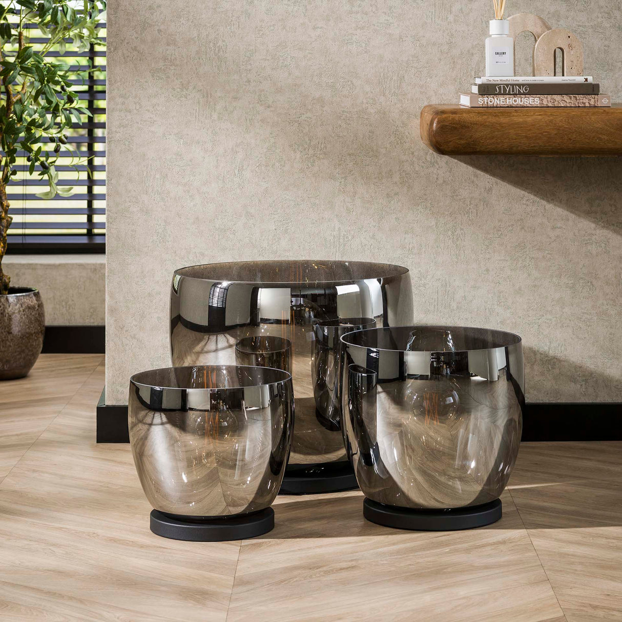 Lampadaire Dain UP XL en verre chromé