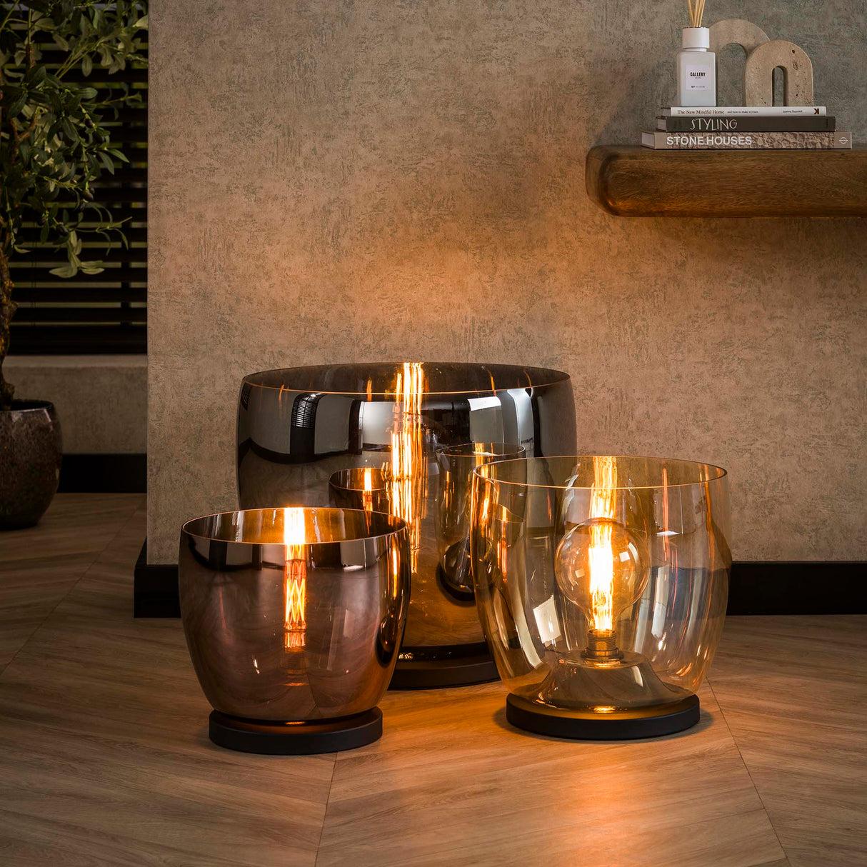 Lampadaire Dain UP XL en verre chromé