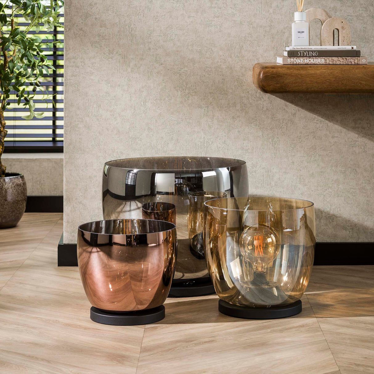 Lampadaire Dain UP XL en verre chromé