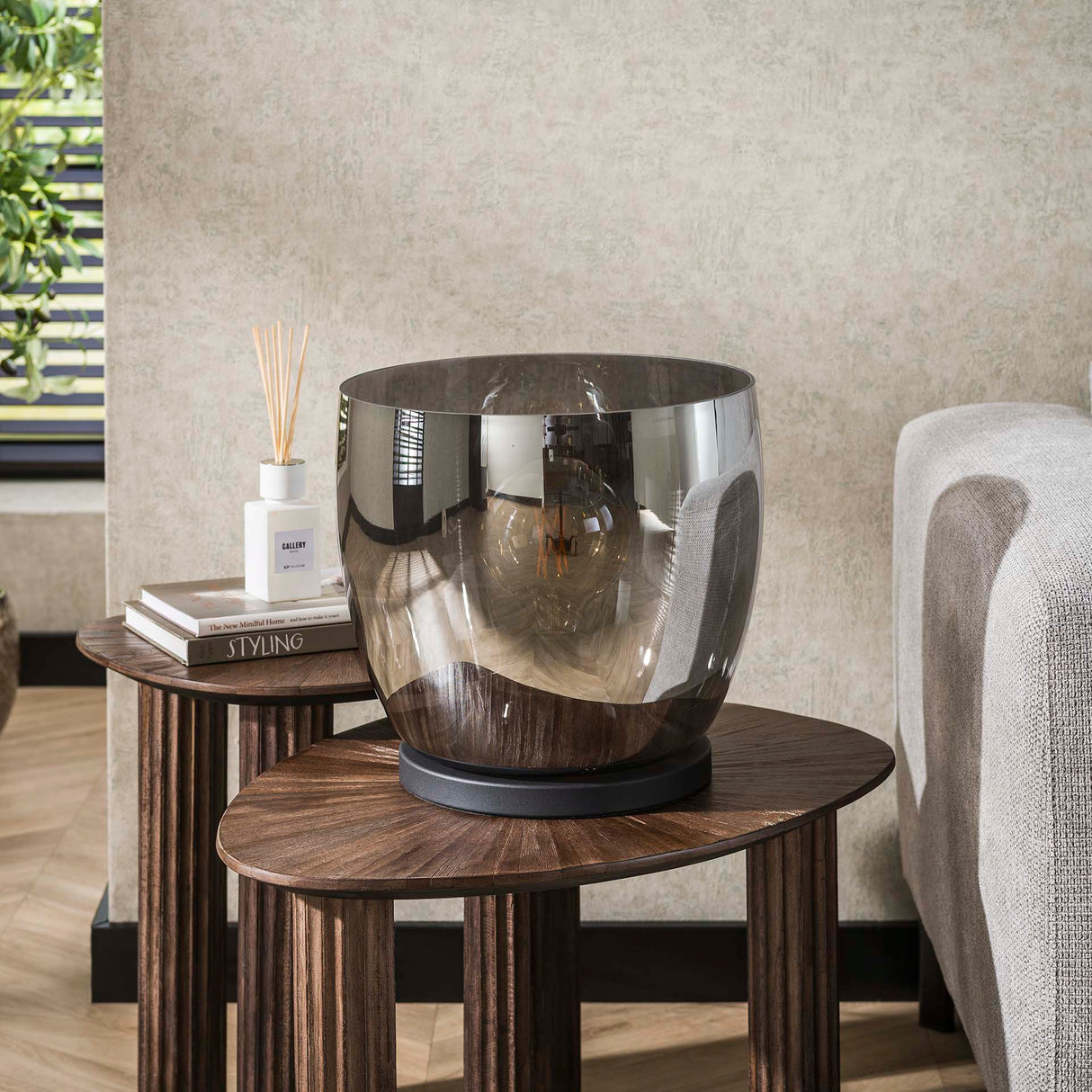 Lampadaire Dain UP XL en verre chromé