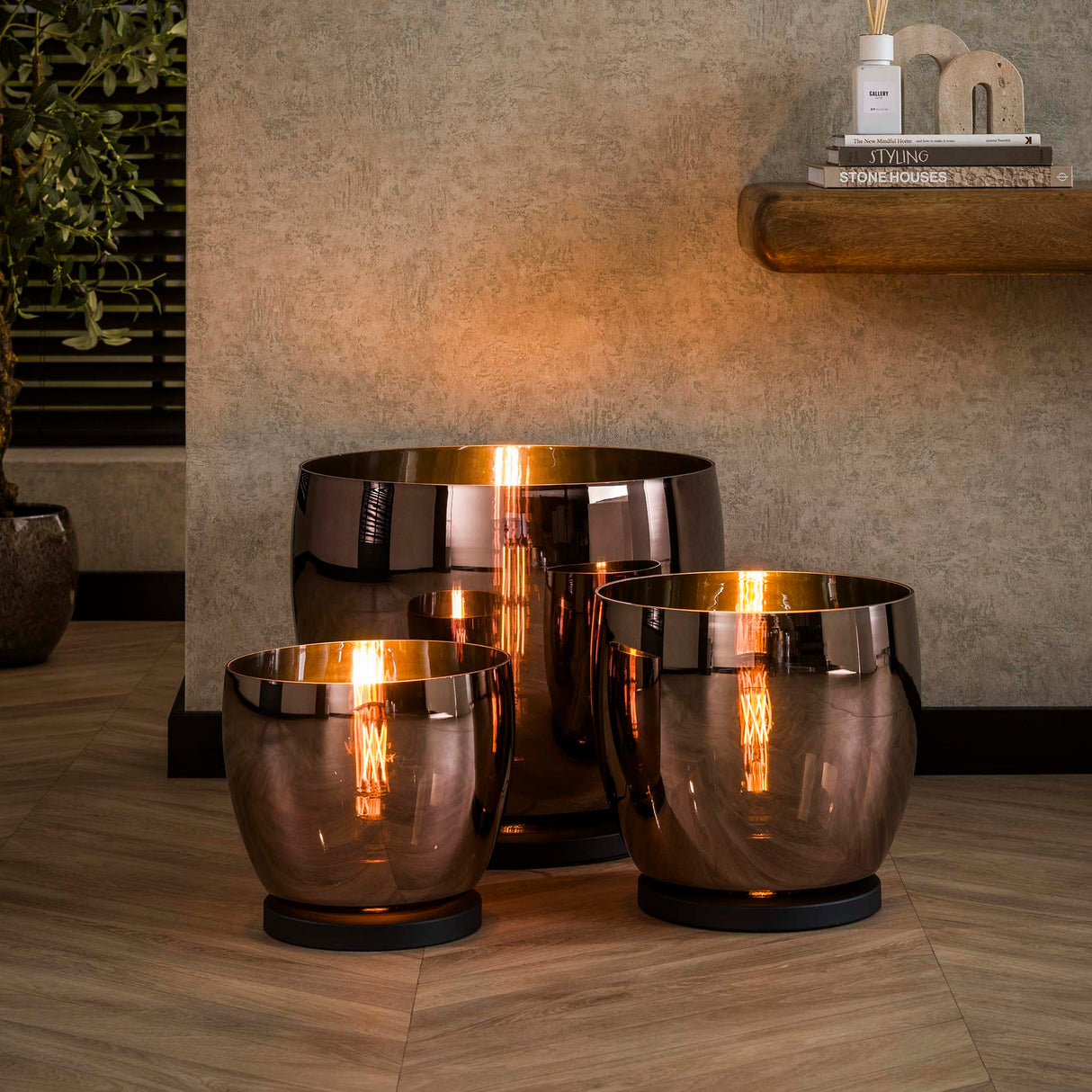 Lampadaire Dain UP XL Verre couleur cuivre