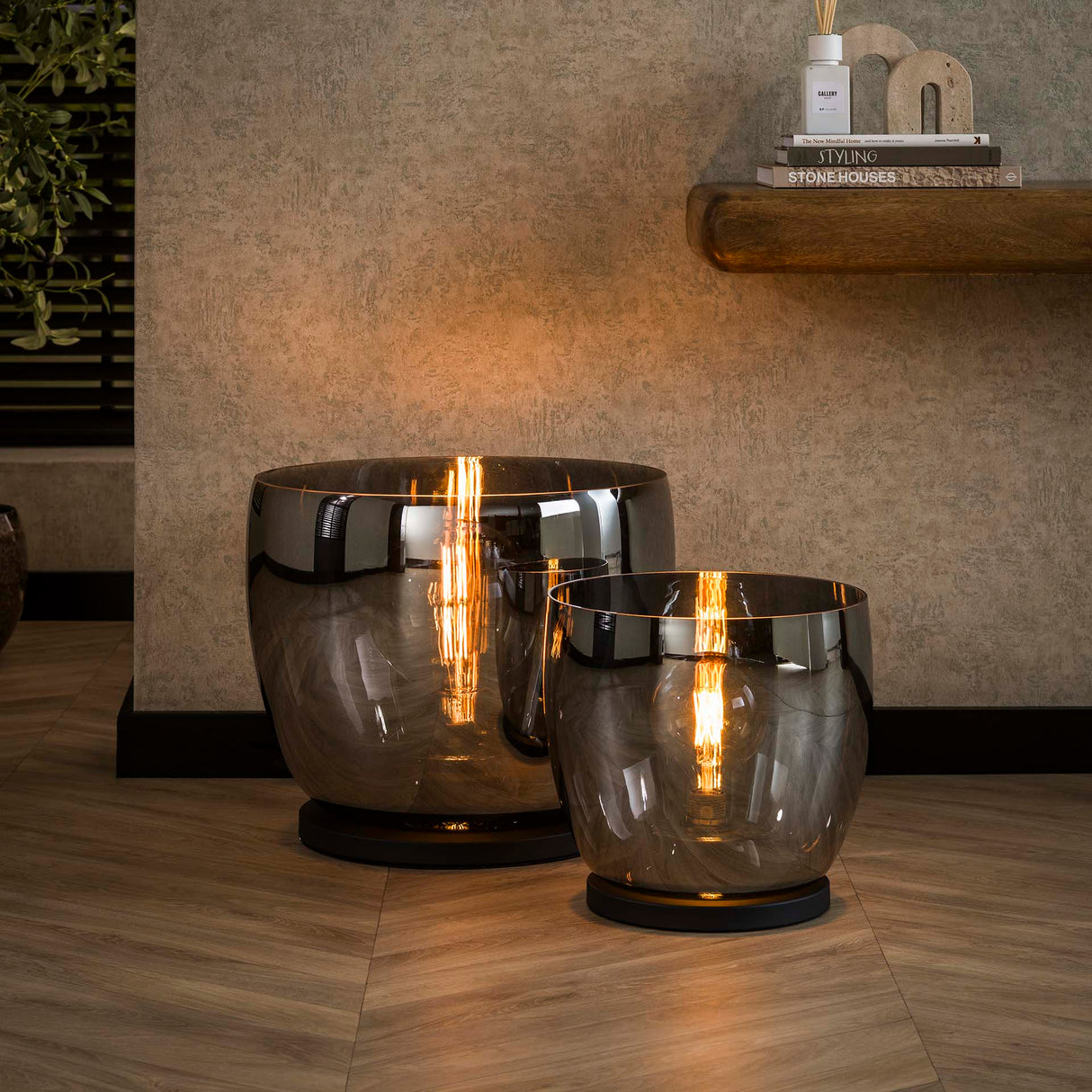 Lampadaire Dain UP XXL en verre chromé