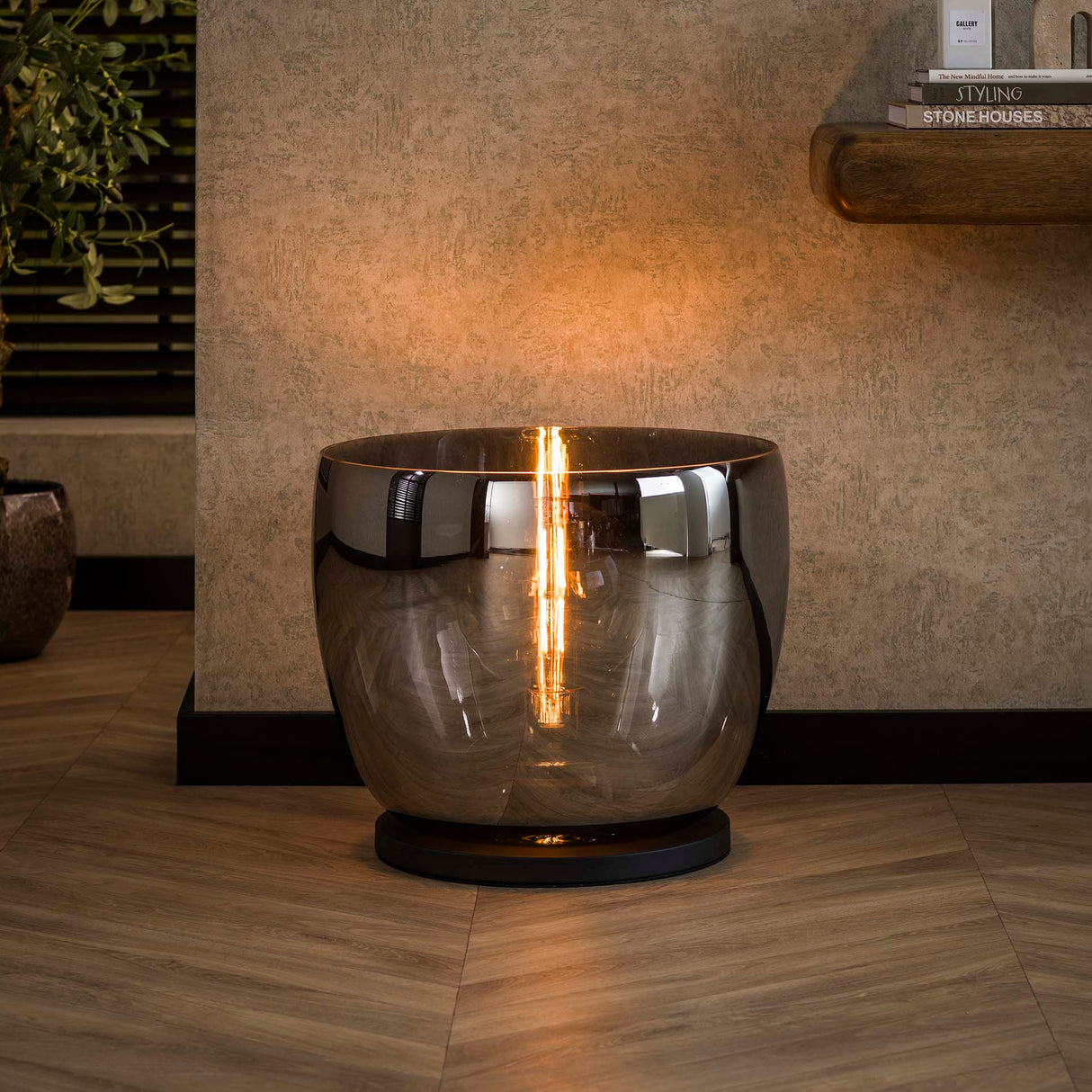 Lampadaire Dain UP XXL en verre chromé