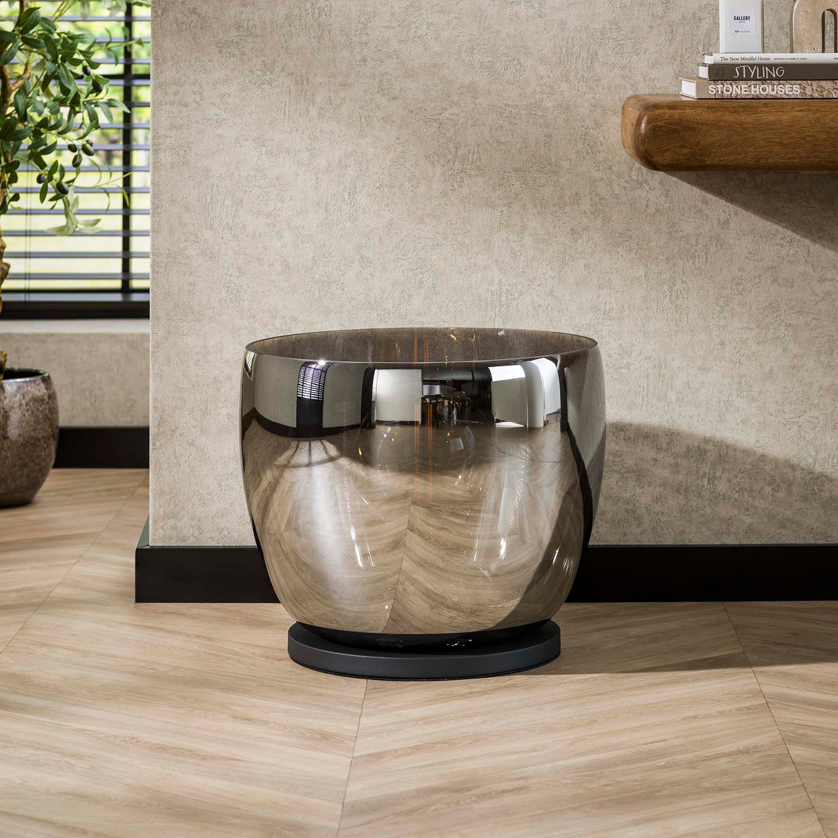 Lampadaire Dain UP XXL en verre chromé