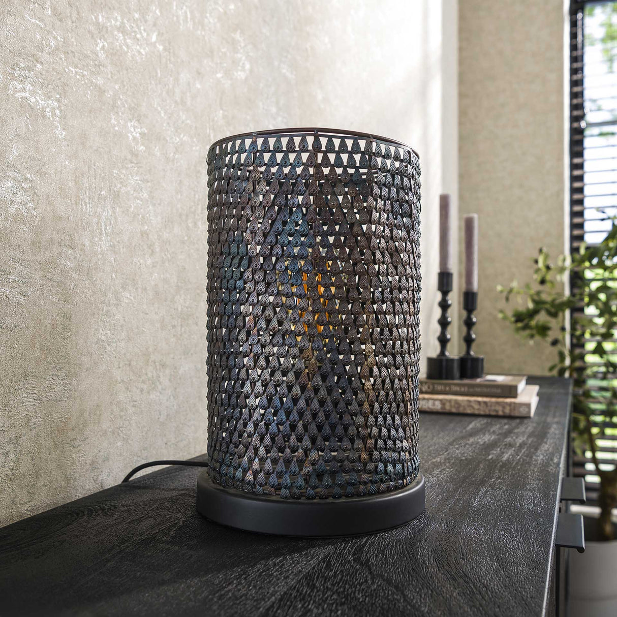 Lampe de table industrielle Jay noir marron