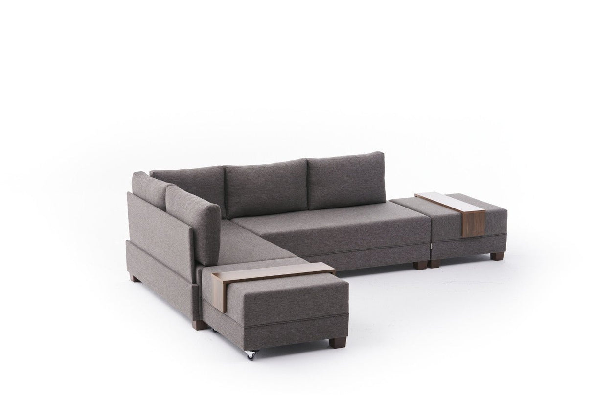 Banken - Slaapbank taupe stof - XXL 280 x 210 - Links - Fly - Dimehouse