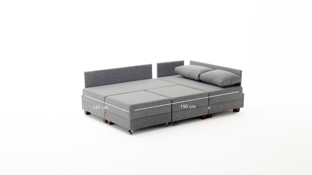 Canapé lit tissu rouge - XXL 280 x 210 - Droite - Fly