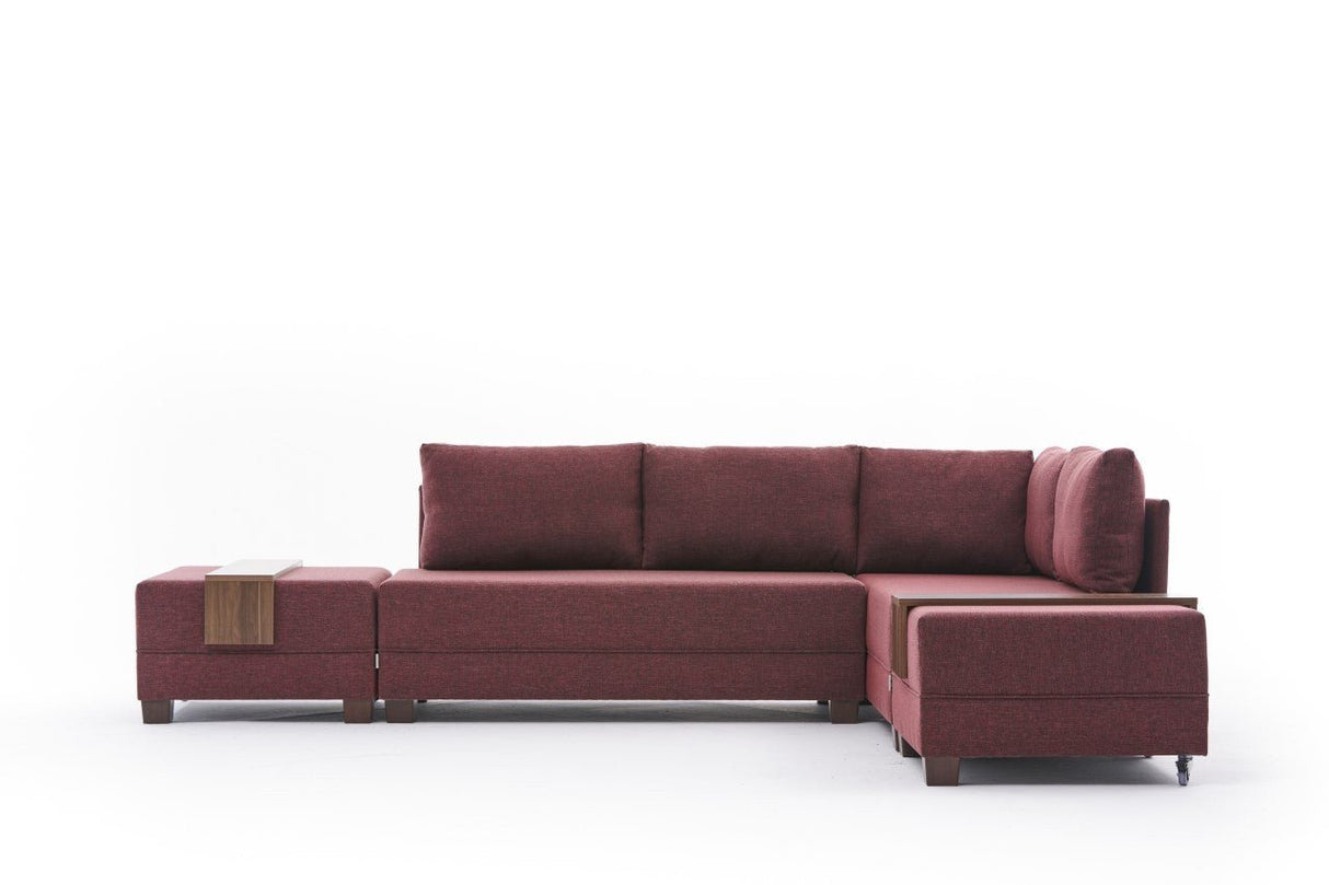 Canapé lit tissu rouge - XXL 280 x 210 - Droite - Fly