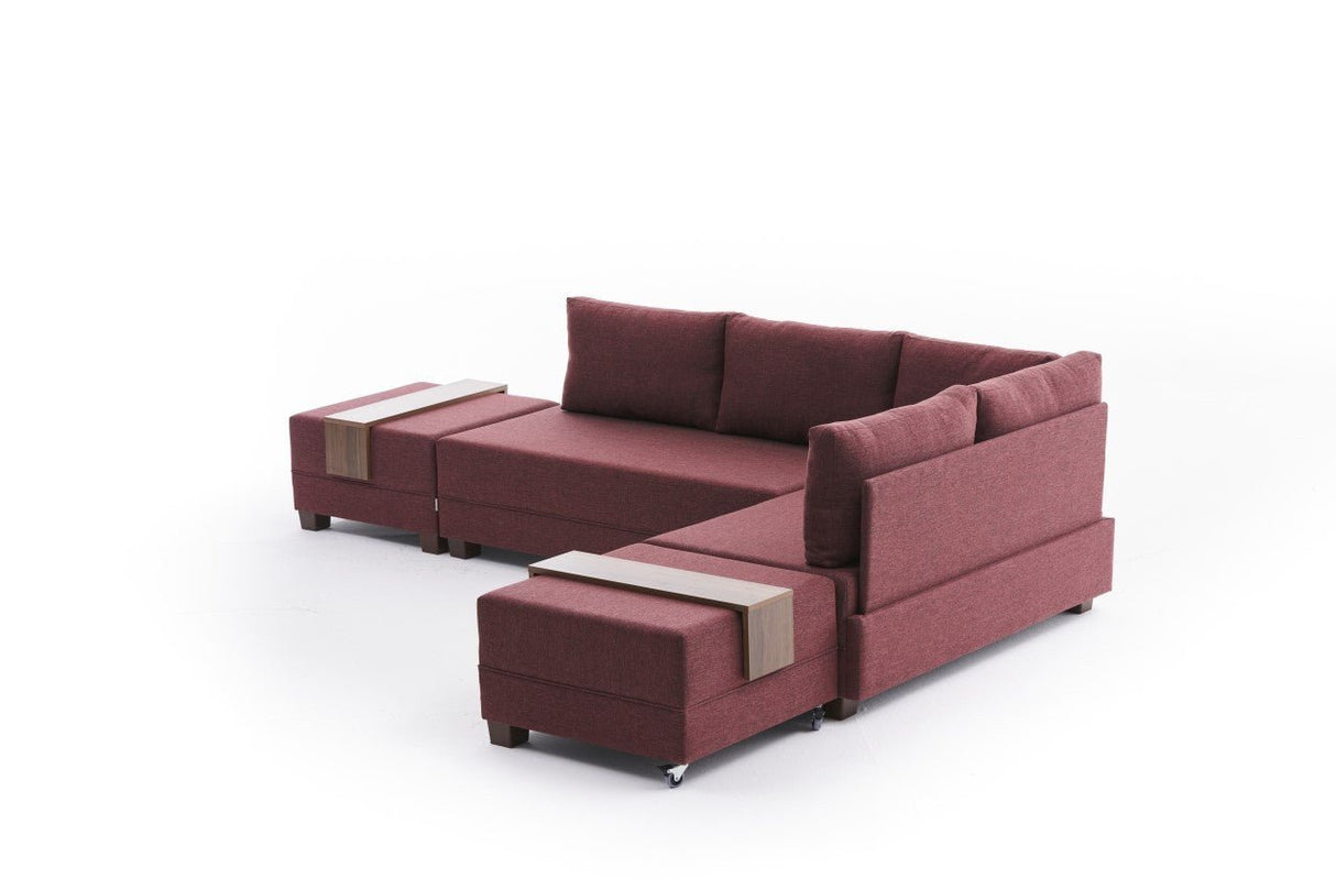 Canapé lit tissu rouge - XXL 280 x 210 - Droite - Fly