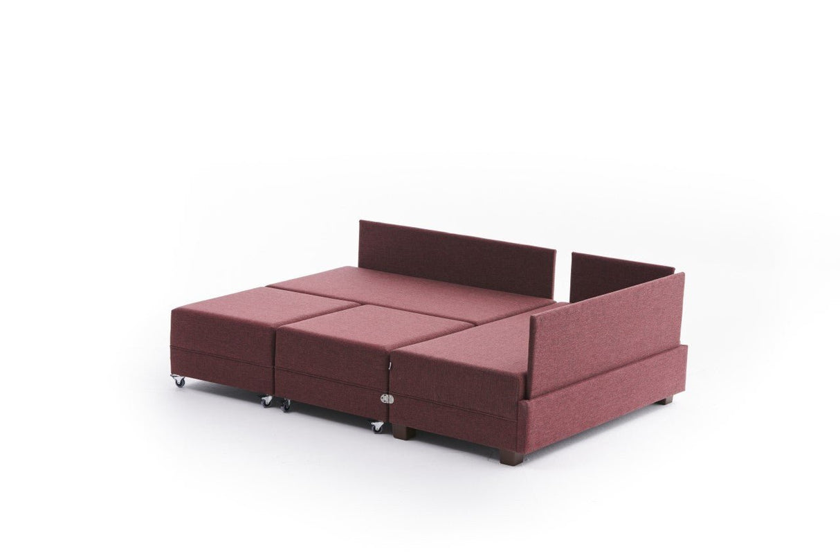 Canapé lit tissu rouge - XXL 280 x 210 - Droite - Fly