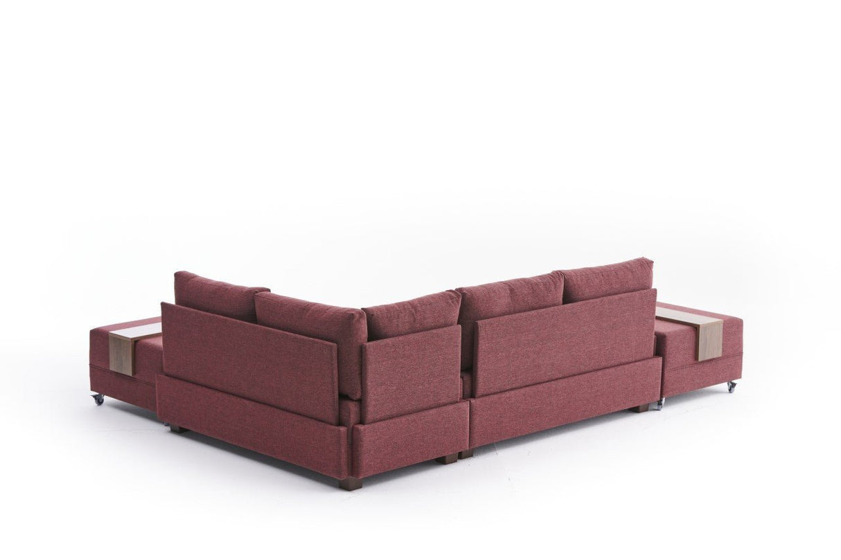 Canapé lit tissu rouge - XXL 280 x 210 - Droite - Fly