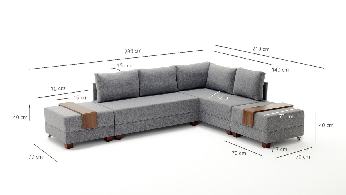 Canapé lit tissu rouge - XXL 280 x 210 - Droite - Fly