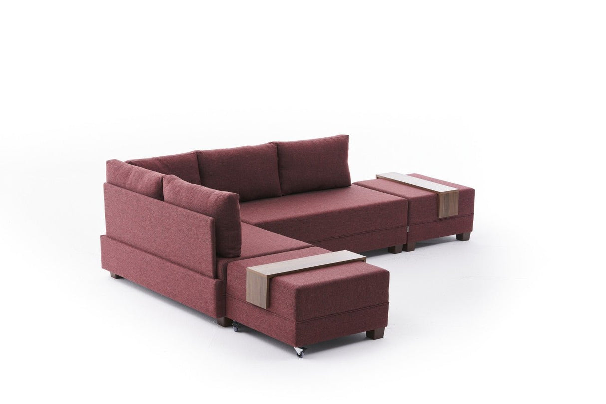 Banken - Slaapbank rood stof - XXL 280 x 210 - Links - Fly - Dimehouse