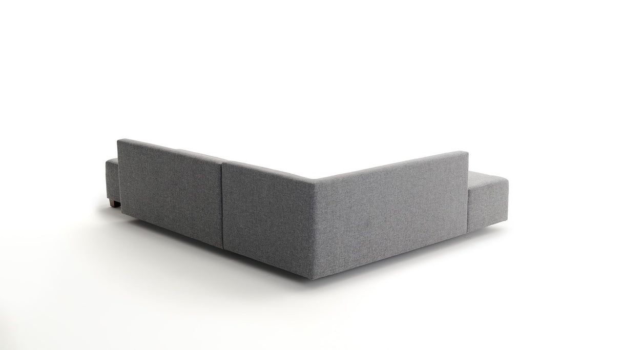 Canapé lit tissu gris - XL 280x206 cm - à roulettes - Gauche - Manama