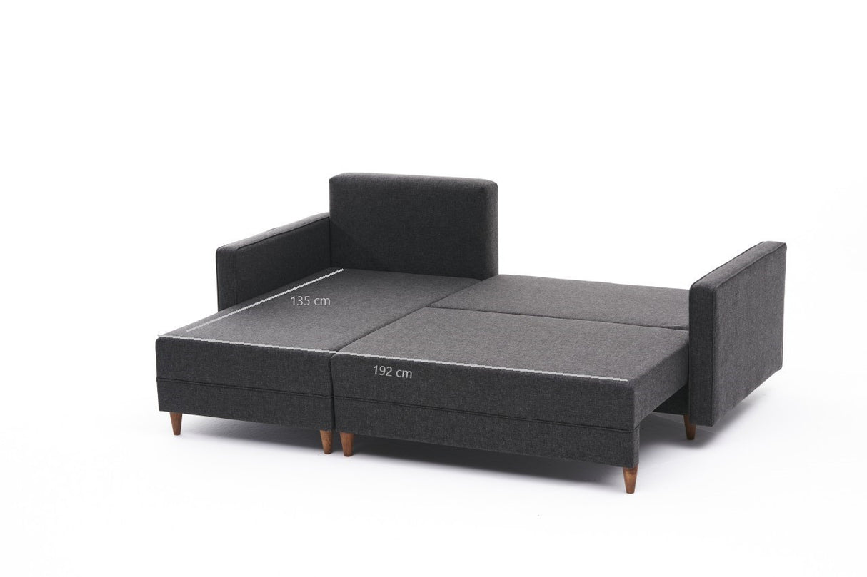 Banken - Slaapbank antraciet stof - hoekbank - compact 215 x 150 cm - Links - Aydam - Dimehouse