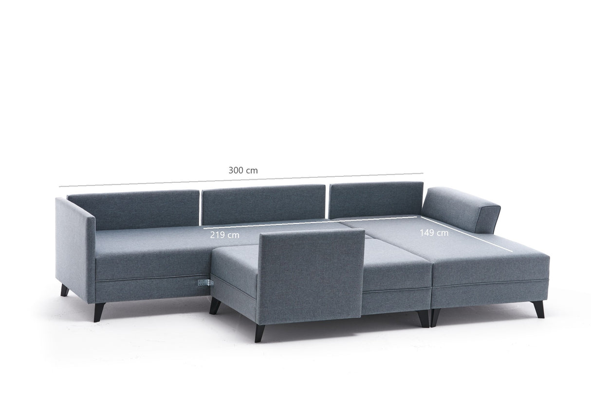 Banken - Slaapbank Beige stof - U - bank - XXL 300x202x152cm - Belen - Dimehouse