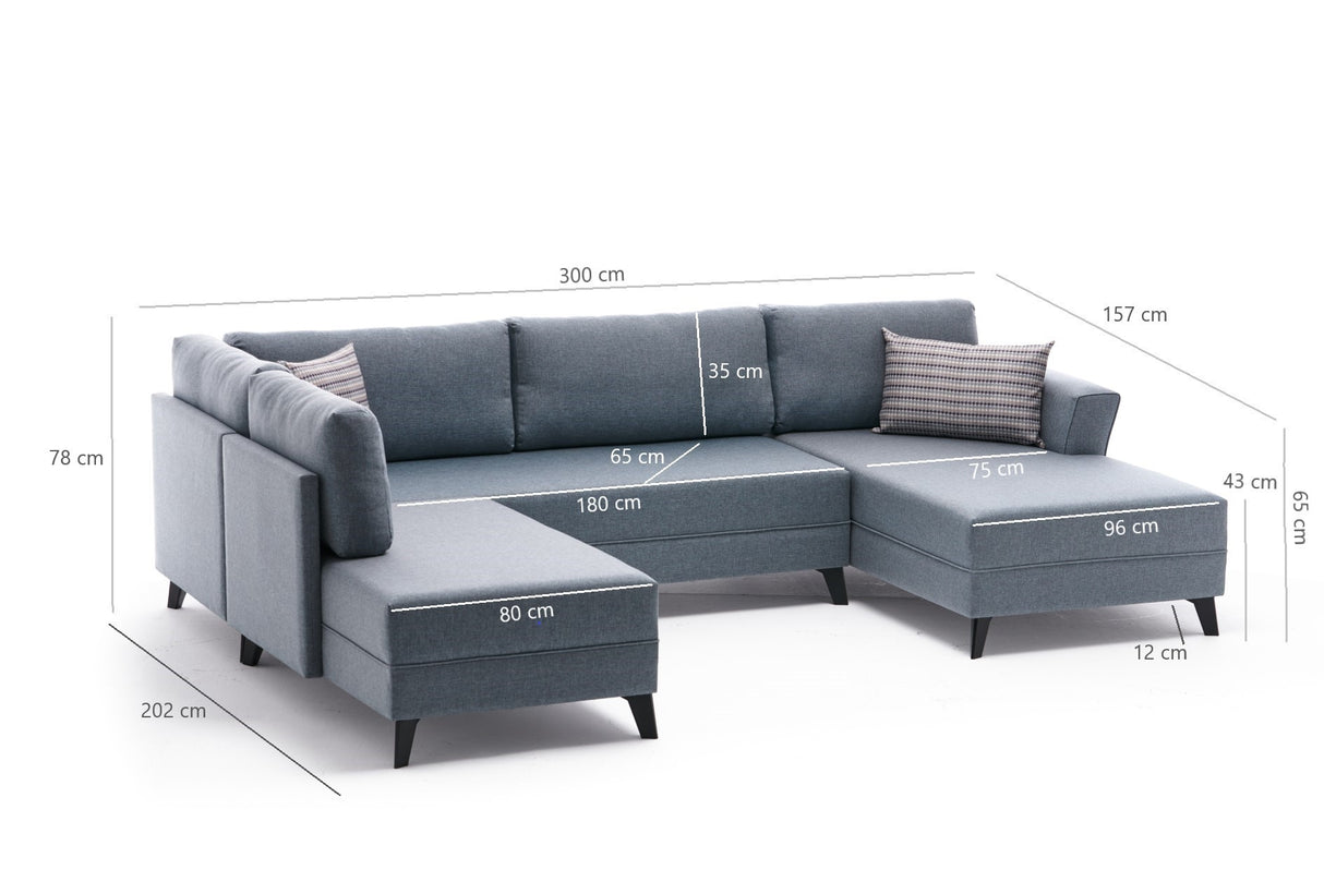 Banken - Slaapbank Taupe stof - U - bank - XXL 300x202x152cm - Belen - Dimehouse