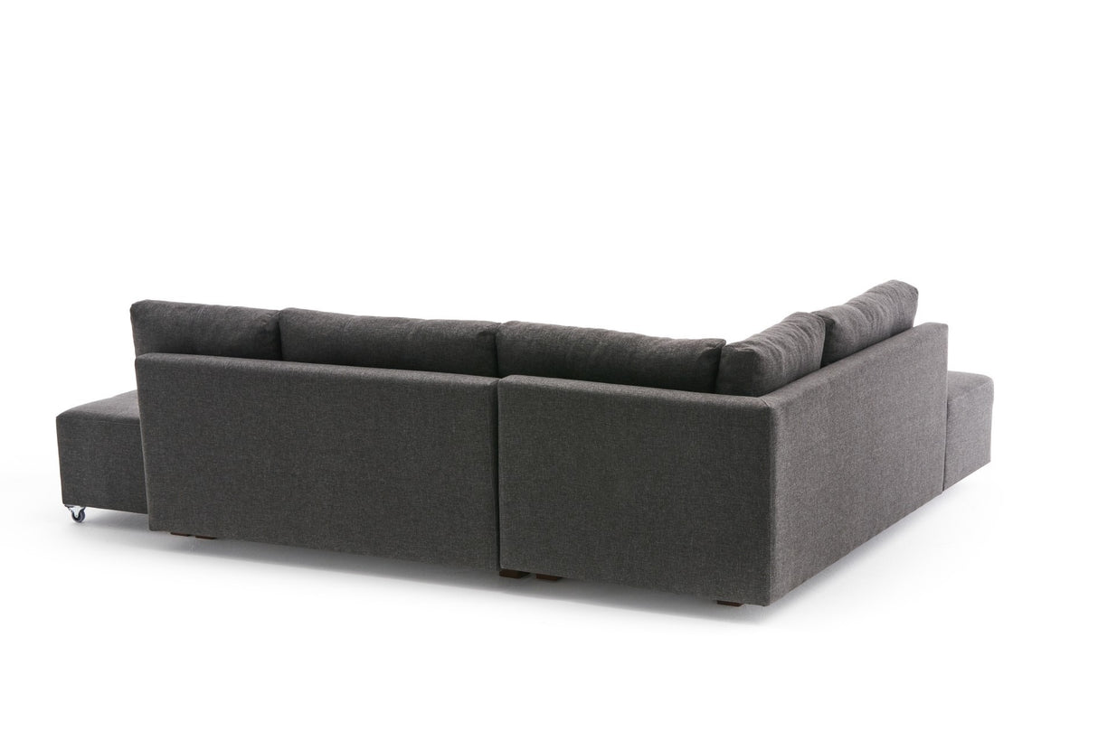 Canapé lit tissu anthracite - XL 280x206 cm - à roulettes - Gauche - Manama