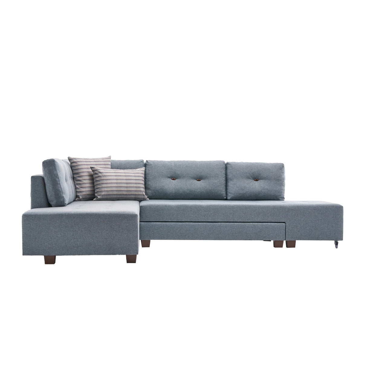Canapé lit tissu bleu clair - XL 280x206 cm - à roulettes - Gauche - Manama