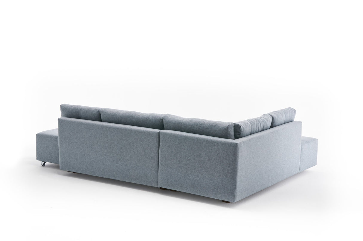 Canapé lit tissu bleu clair - XL 280x206 cm - à roulettes - Gauche - Manama