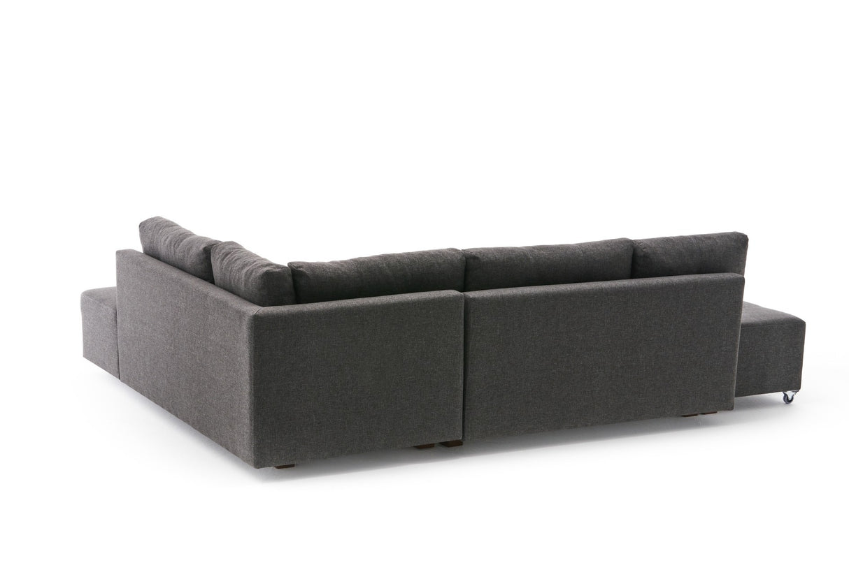 Canapé lit tissu anthracite - XL 280x206 cm - à roulettes - Droite - Manama