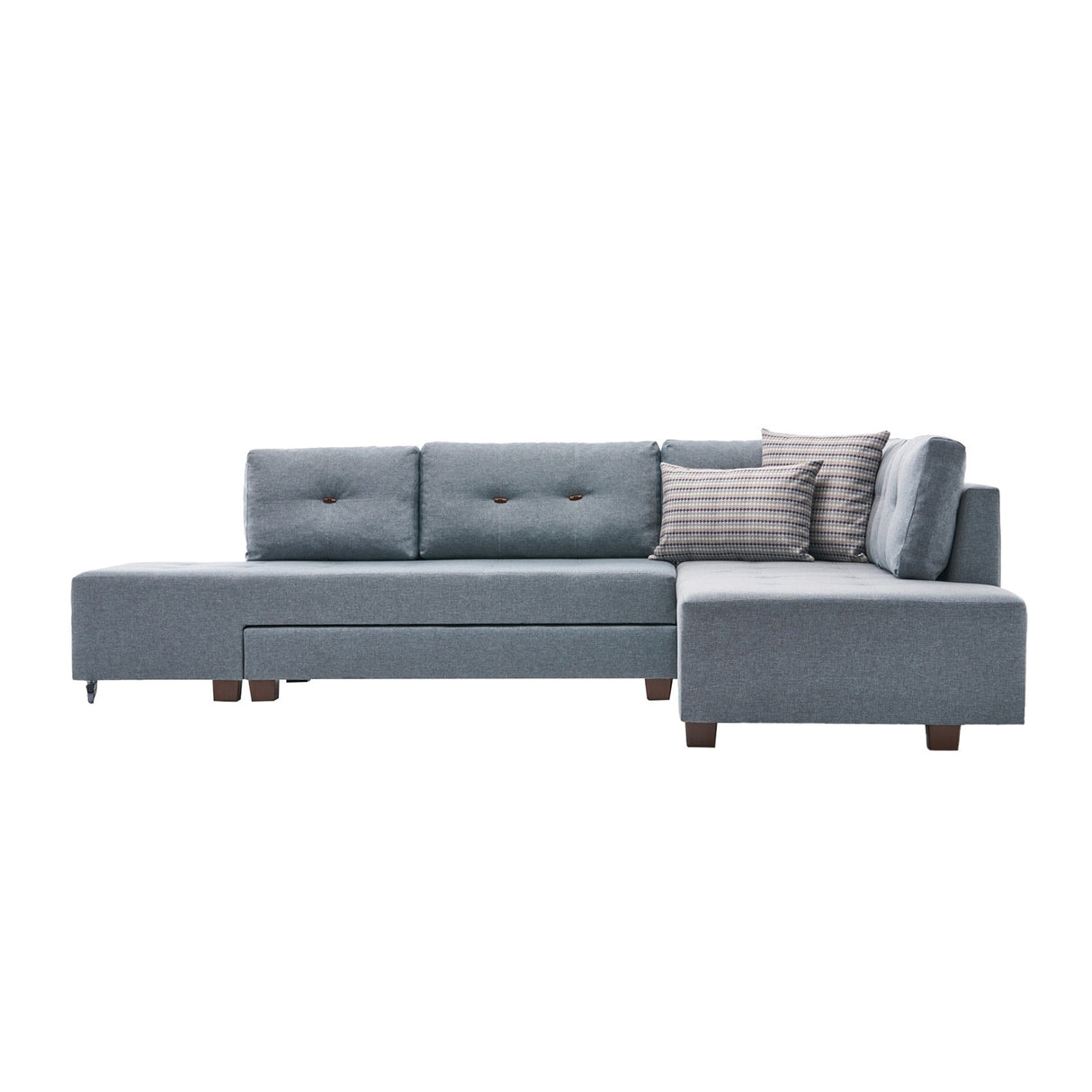 Canapé lit tissu bleu clair - XL 280x206 cm - à roulettes - Droite - Manama