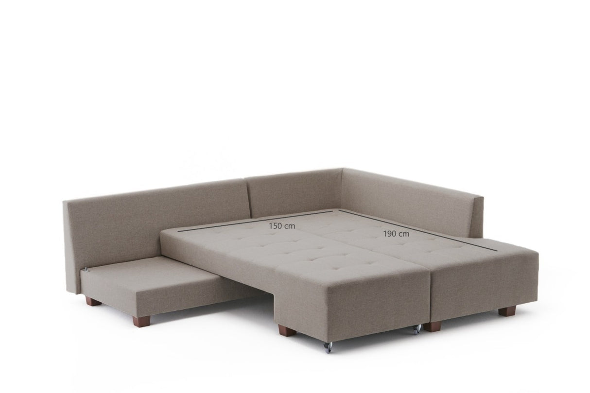 Canapé lit tissu taupe - XL 280x206 cm - à roulettes - Droite - Manama