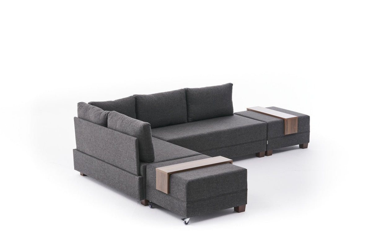 Banken - Slaapbank antraciet stof - XXL 280 x 210 - Links - Fly - Dimehouse
