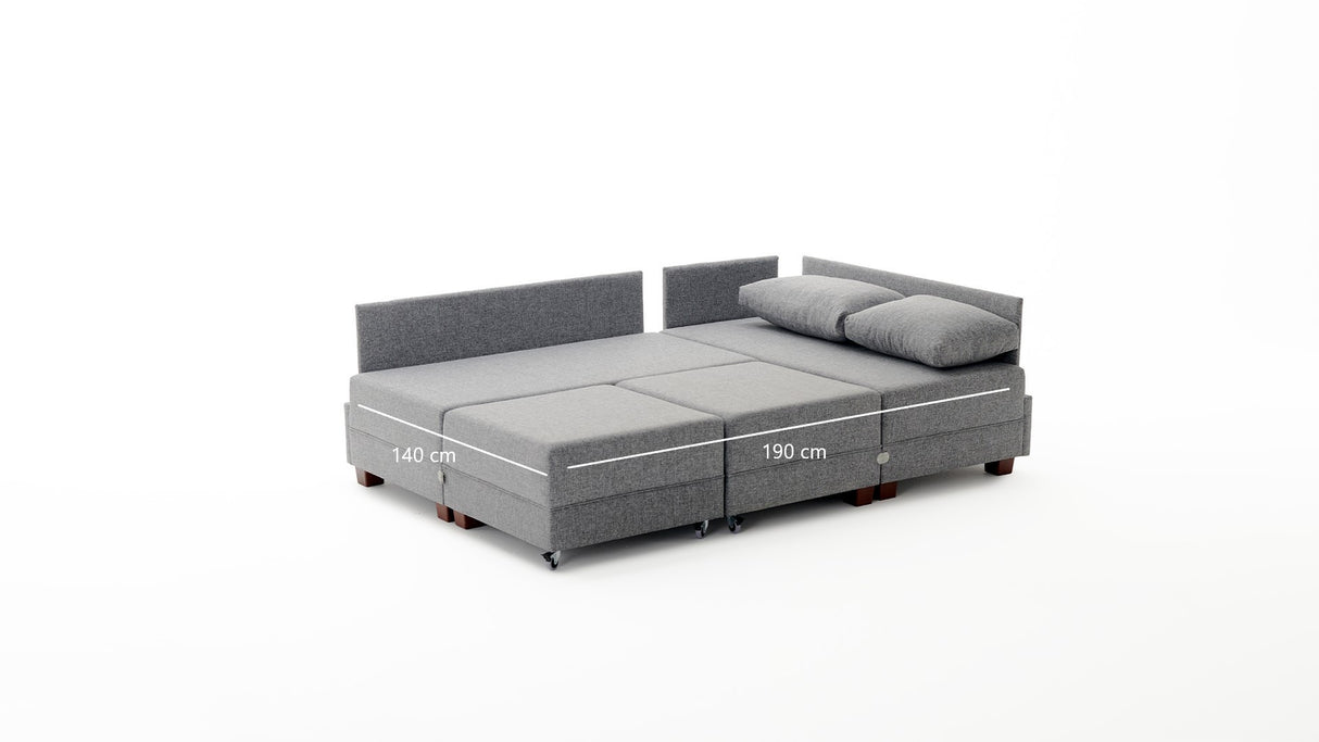 Banken - Slaapbank champagne stof - XXL 280 x 210 - Links - Fly - Dimehouse