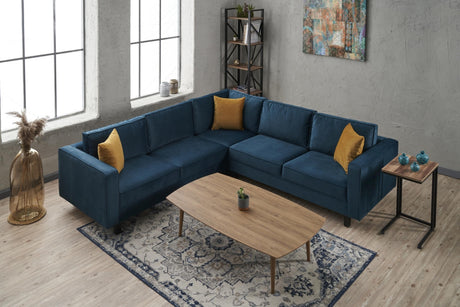 Hoekbank Kale Velvet marine blauw - vijf persoons